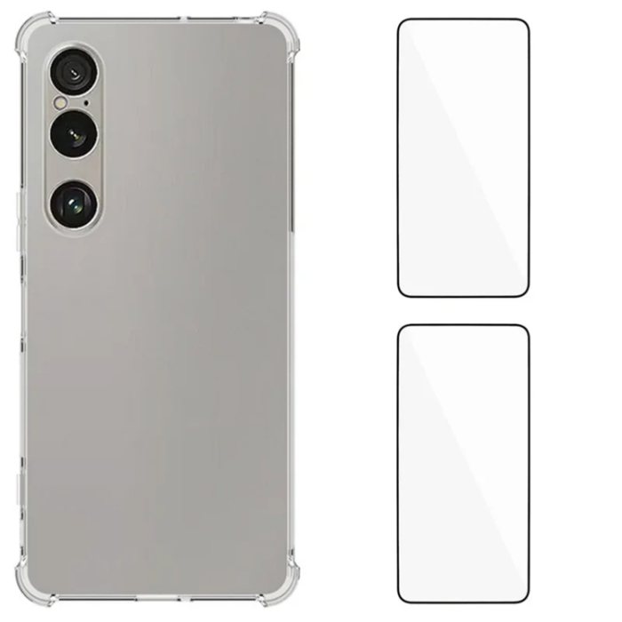 A-One Brand - [2-Pack]Sony Xperia 1 VII Mobilskal Med Skärmskydd 2.0mm - Transparent