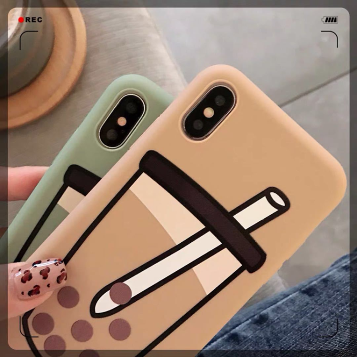UTGATT1 - iPhone 7/8/SE(2020/2022)Mobilskal Boba Milk Tea Silikon - Brun
