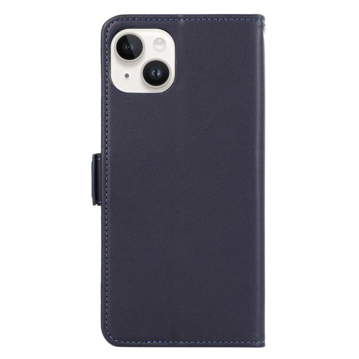 ABEEL - ABEEL iPhone 15 Plånboksfodral RFID Blocker Konstläder Ställ Blå