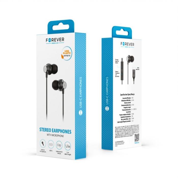 Forever - Forever In-Ear Trådbundna Hörlurar USB-C EP-02 - Svart