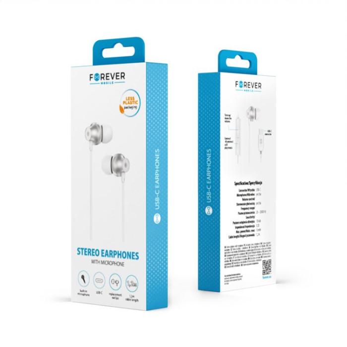 Forever - Forever In-Ear Trådbundna Hörlurar USB-C EP-02 - Vit