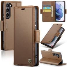 Caseme - CASEME Pl&aring;nboksfodral Konstl&auml;der f&ouml;r Samsung Galaxy S21+ 5G - Brun