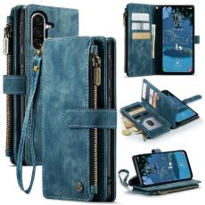 Caseme - CASEME Konstl&auml;der Pl&aring;nboksfodral f&ouml;r Samsung Galaxy A36 5G med rem - Bl&aring;