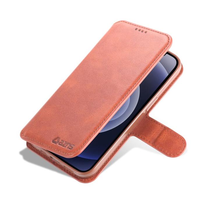 AZNS - AZNS iPhone 13 Plånboksfodral Konstläder - Brun