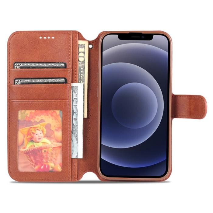AZNS - AZNS iPhone 13 Plånboksfodral Konstläder - Brun