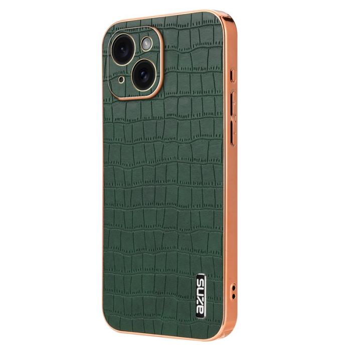 AZNS - AZNS iPhone 13 Fodral Crocodile Textur KonstLäder - Grön