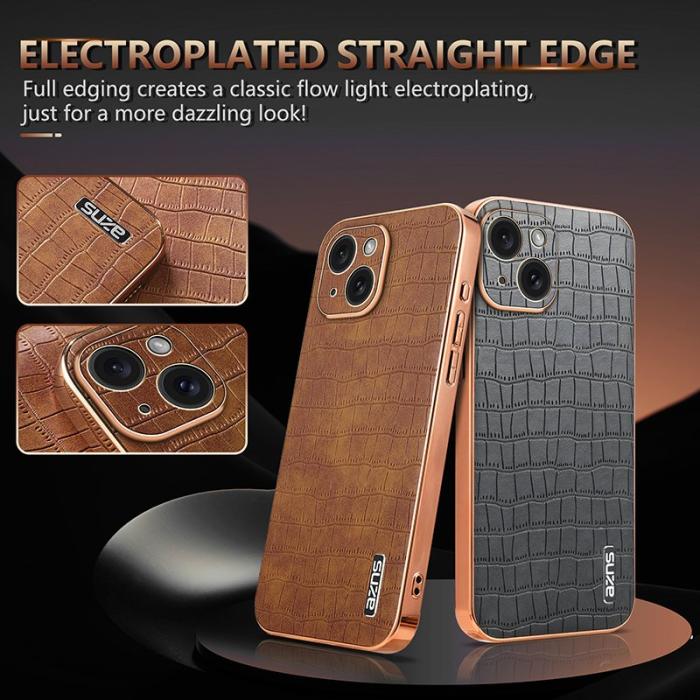 AZNS - AZNS iPhone 13 Fodral Crocodile Textur KonstLäder - Grön