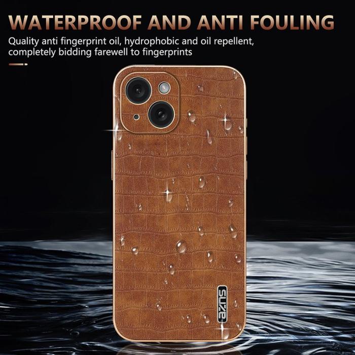 AZNS - AZNS iPhone 13 Fodral Crocodile Textur KonstLäder - Svart