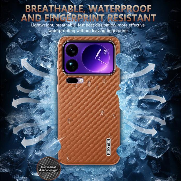 AZNS - AZNS Xiaomi 17 Pro Fodral - Electroplating KonstLäder - Brun