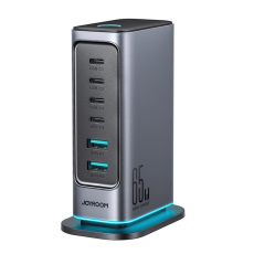 Joyroom - Joyroom Snabbladdare 65W 4xUSB-C 2xUSB-A GaN - Mörkgrå