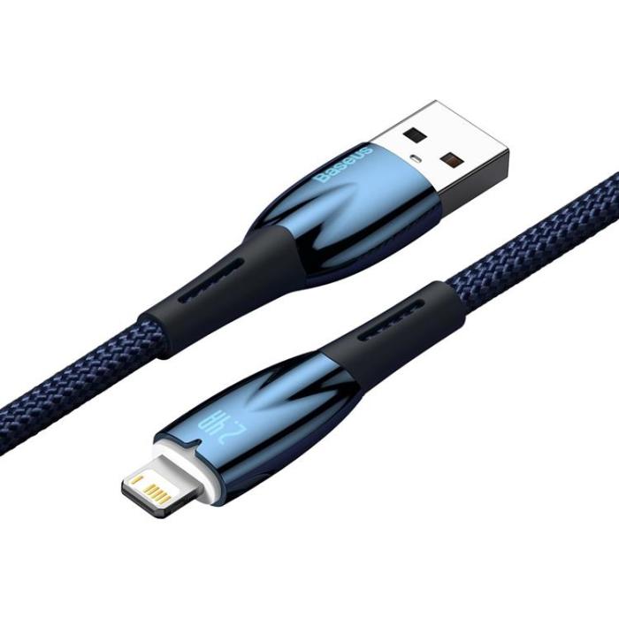 UTGATT1 - Baseus USB-A Till lightning kabel 1M Glimmer Series - Blå