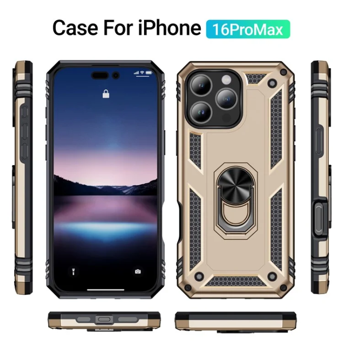 A-One Brand - iPhone 16 Pro Max Mobilskal Anti-drop med Kickstand - Guld