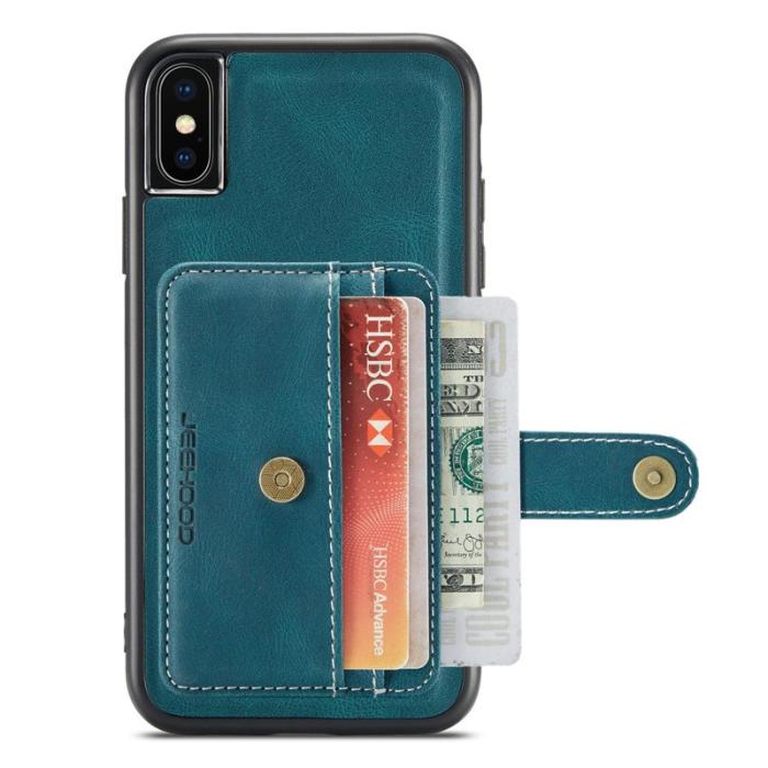 JEEHOOD - JEEHOOD Konstläder Plånboksfodral iPhone XS 5.8 tum Stöttålig Blå