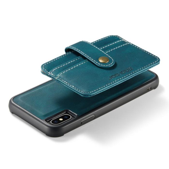 JEEHOOD - JEEHOOD Konstläder Plånboksfodral iPhone XS 5.8 tum Stöttålig Blå