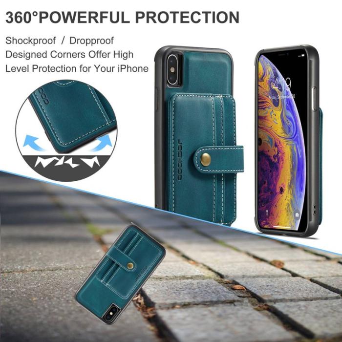JEEHOOD - JEEHOOD Konstläder Plånboksfodral iPhone XS 5.8 tum Stöttålig Blå