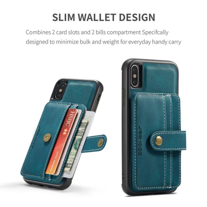 JEEHOOD - JEEHOOD Konstläder Plånboksfodral iPhone XS 5.8 tum Stöttålig Blå