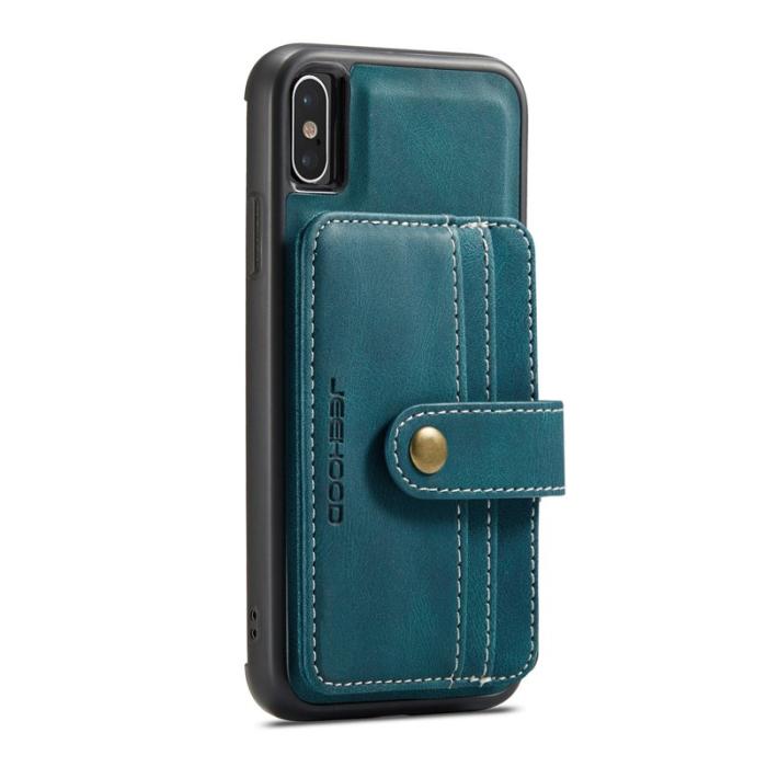 JEEHOOD - JEEHOOD Konstläder Plånboksfodral iPhone XS 5.8 tum Stöttålig Blå