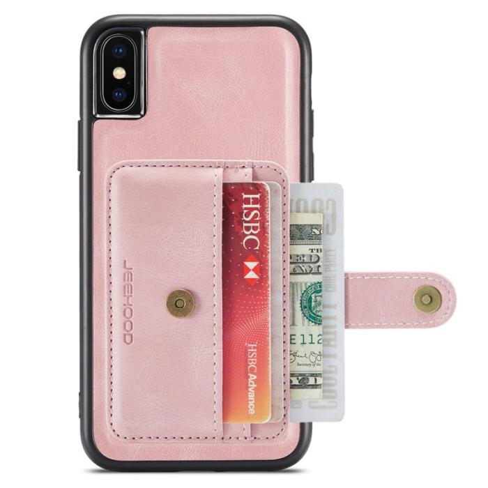 JEEHOOD - JEEHOOD Konstläder Plånboksfodral iPhone XS 5.8 tum Stöttålig Rosa