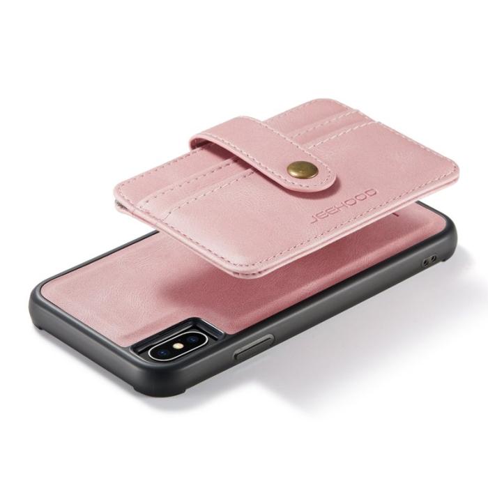 JEEHOOD - JEEHOOD Konstläder Plånboksfodral iPhone XS 5.8 tum Stöttålig Rosa
