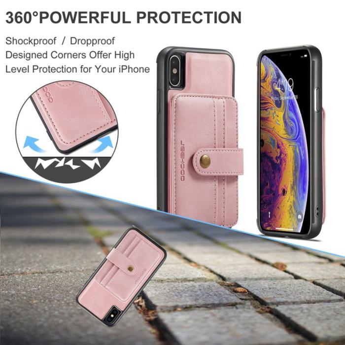 JEEHOOD - JEEHOOD Konstläder Plånboksfodral iPhone XS 5.8 tum Stöttålig Rosa