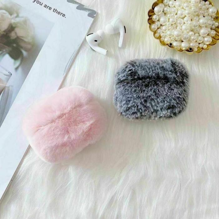 OEM - Fluffig Kanin skal till Apple Airpods 1/2 - Rosa