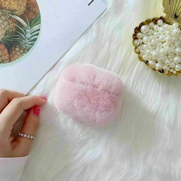 OEM - Fluffig Kanin skal till Apple Airpods 1/2 - Rosa