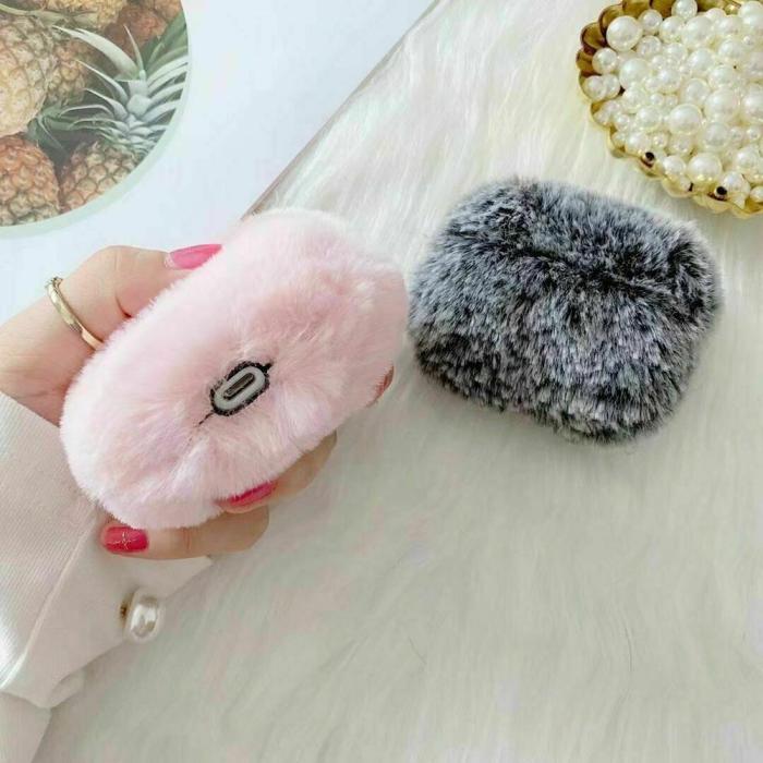 OEM - Fluffig Kanin skal till Apple Airpods 1/2 - Rosa