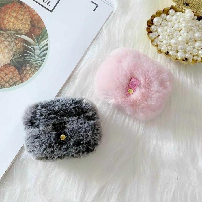 OEM - Fluffig Kanin skal till Apple Airpods 1/2 - Rosa