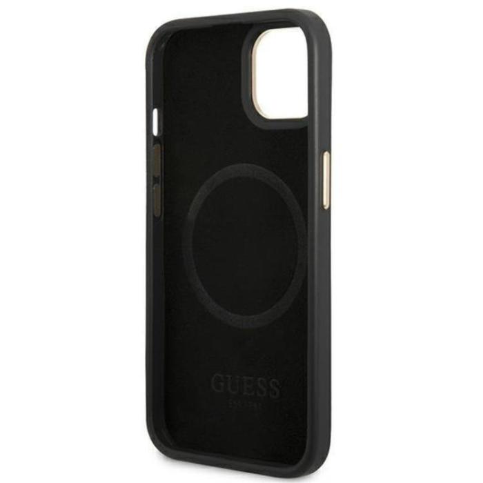 Guess - GUESS iPhone 14 Plus Mobilskal MagSafe Logo Plate - Svart