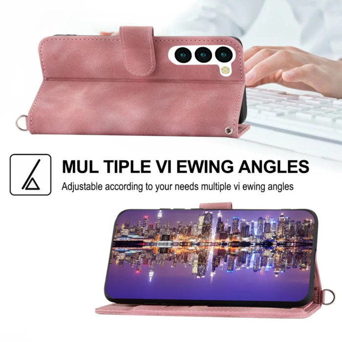 Taltech - Galaxy S23 Plånboksfodral med Rem - Rosa