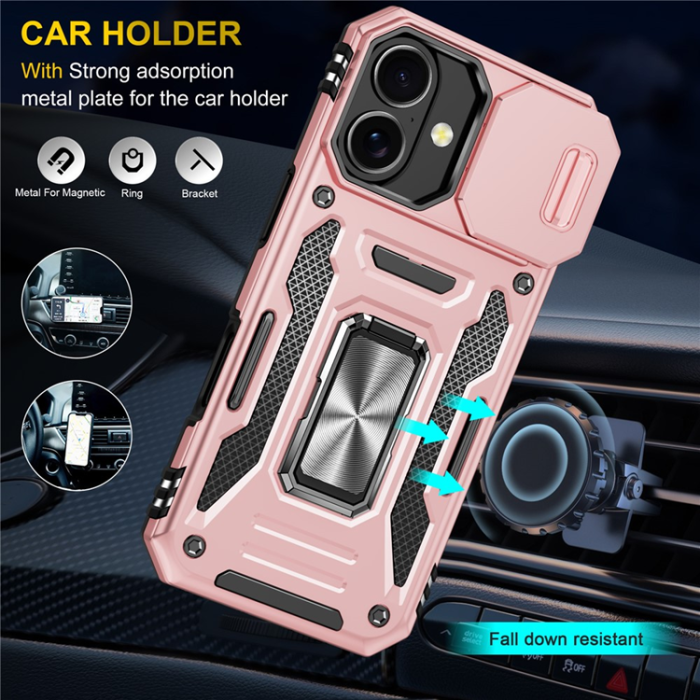 A-One Brand - iPhone 17 Mobilskal Kickstand Lens Lid - Roséguld
