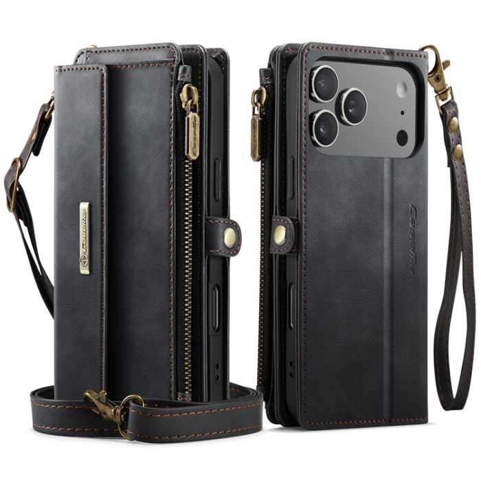 Caseme - CASEME iPhone 17 Pro Plånboksfodral Zipper RFID C39 - Svart