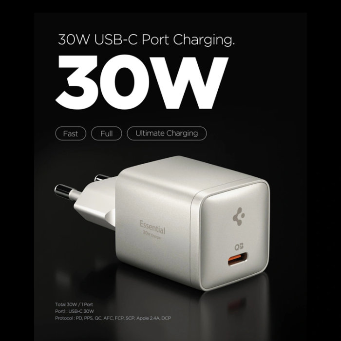 Spigen - Spigen 1-Port Nätverk Laddare 30W EE301EU-GaN - Naturlig Titan