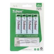 TCBEST - [4-Pack] TCBEST Uppladdningsbart Batteri R6 (AA) 950 mAh Typ-C