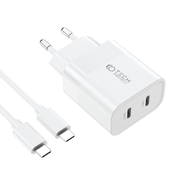 Tech-Protect - Tech-Protect Väggladdare Med Type-C Kabel - Vit