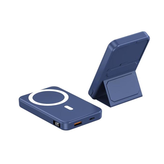 OEM - Magsafe Folding Magnetic Trådlös Powerbank 10000 mAh - Mörkblå