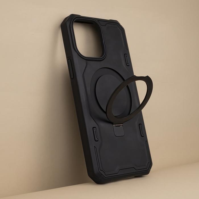 OEM - Svart Defender Mag Ring Skal iPhone 15 Pro - Stöttåligt Skydd