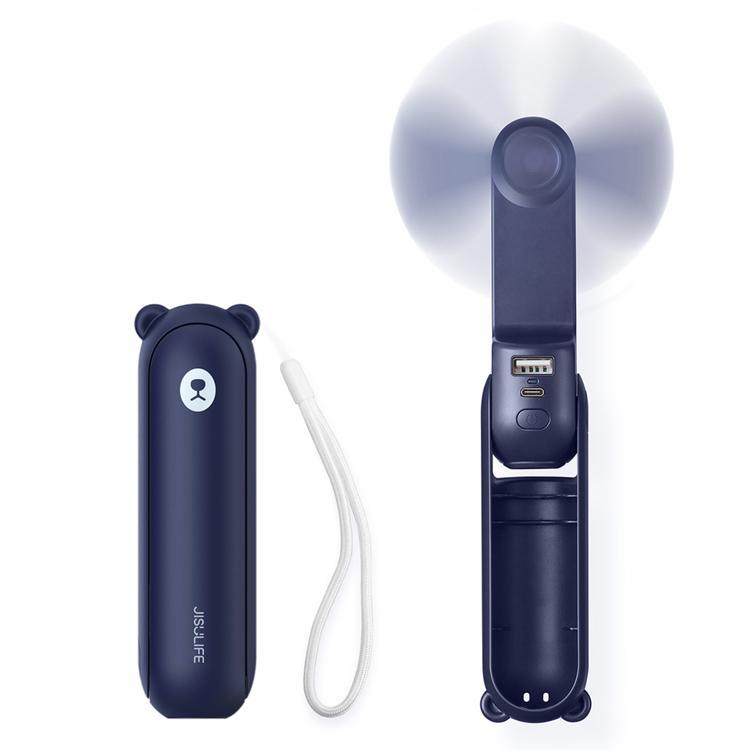 Jisulife Bärbar USB Mini Handfläkt med Powerbankfunktion 2000mAh Life8 - Blå