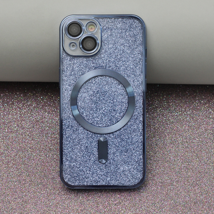 OEM - iPhone 15 Plus Mobilskal MagSafe Glitter Chrome - Blå