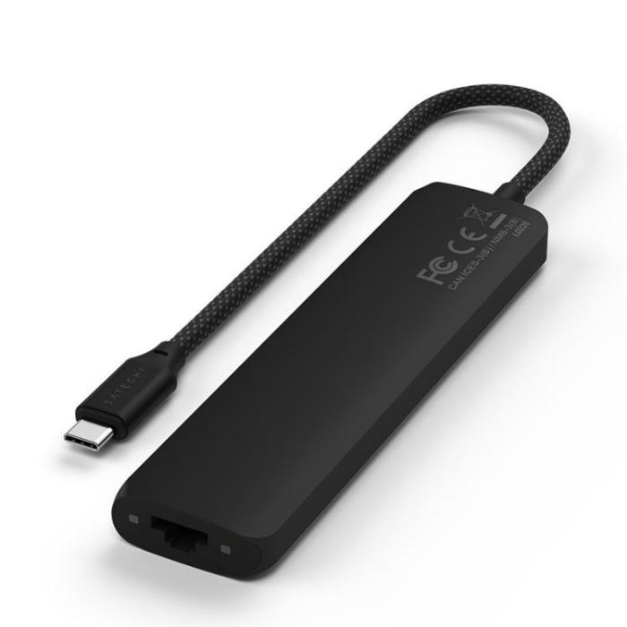 Satechi - Satechi 7-i-1 HUBB USB-C Slim Multiport Adapter med Ethernet - Svart