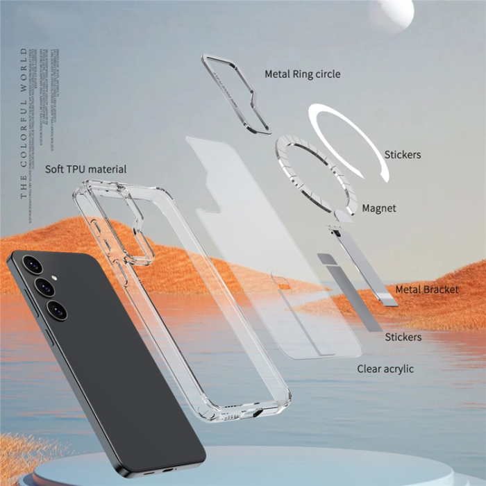 A-One Brand - Galaxy S25/S24 Mobilskal MagSafe Kickstativ Acrylic - Clear