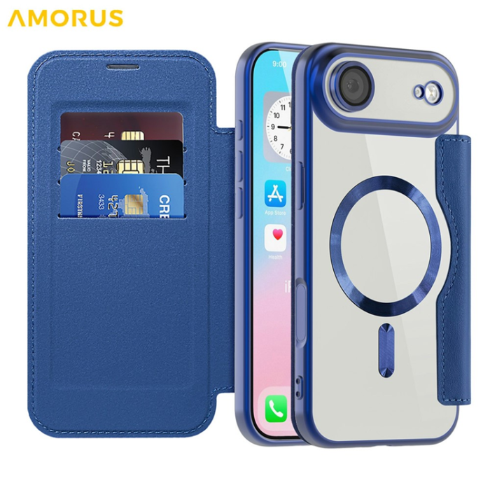 Amorus - AMORUS iPhone Air Plånboksfodral MagSafe RFID - Blå