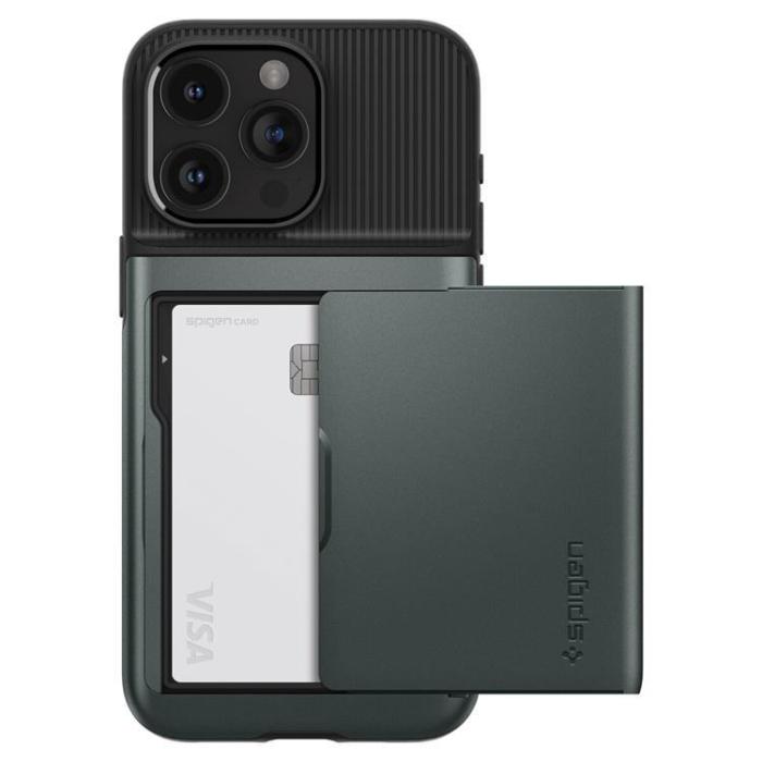 Spigen - Spigen iPhone 15 Pro Max Mobilskal Slim Armor CS - Grön