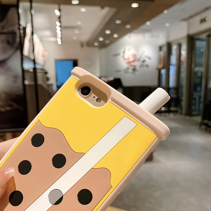 A-One Brand - iPhone 7/8/SE(2020/2022) Mobilskal Bubble Boba Milk Tea - Rosa
