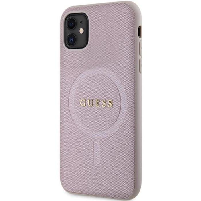 Guess - Guess iPhone 11/XR Mobilskal Magsafe Saffiano - Rosa