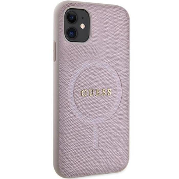 Guess - Guess iPhone 11/XR Mobilskal Magsafe Saffiano - Rosa