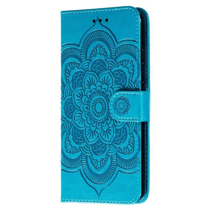 OEM - Samsung Galaxy S26 Plånboksfodral Konstläder Mandala Tryck - Blå