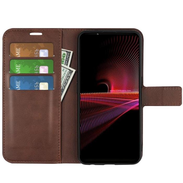 OEM - Sony Xperia 1 IV Plånboksfodral Flip Folio - Mörkbrun