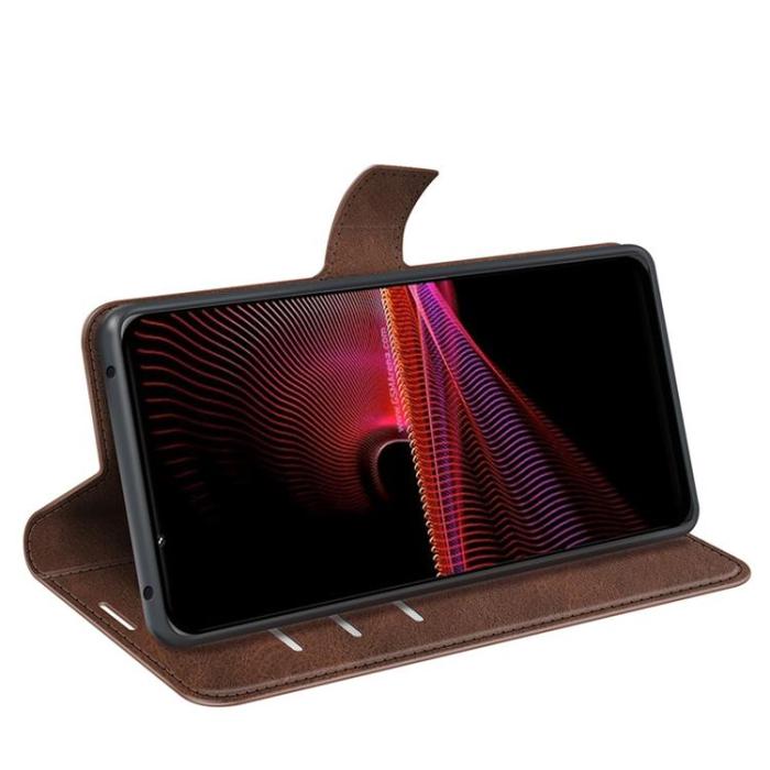 OEM - Sony Xperia 1 IV Plånboksfodral Flip Folio - Mörkbrun