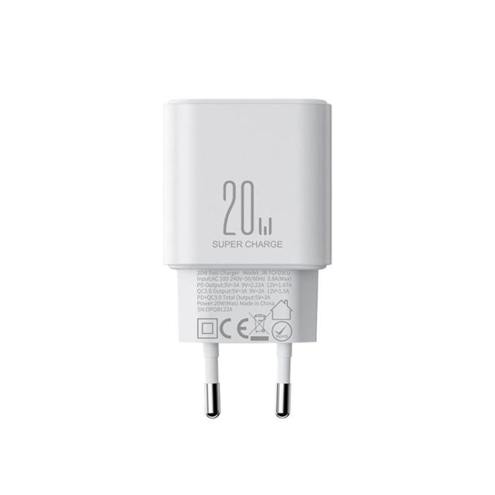Joyroom - Joyroom EU USB-A to USB-C Väggladdare 20W USB-C Kabel - Vit